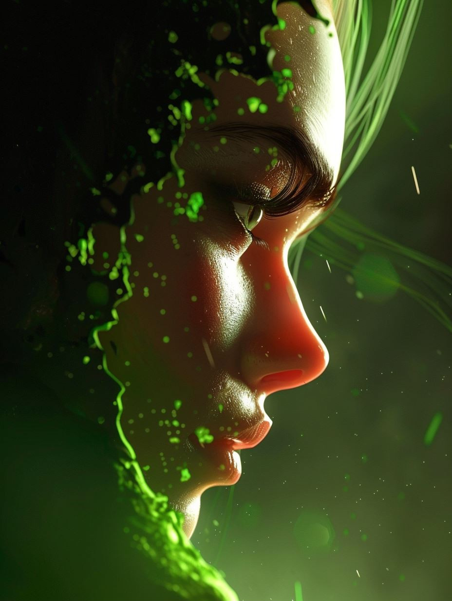 Ethereal Emerald Glow Portraits - Image 1