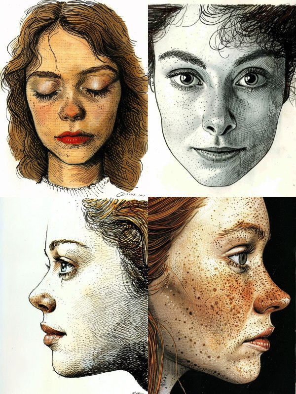 Serene Ink and Wash Portrait