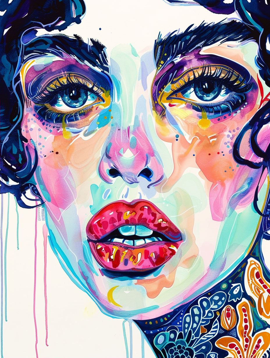 Vibrant Watercolor Portrait Fusion - Image 2