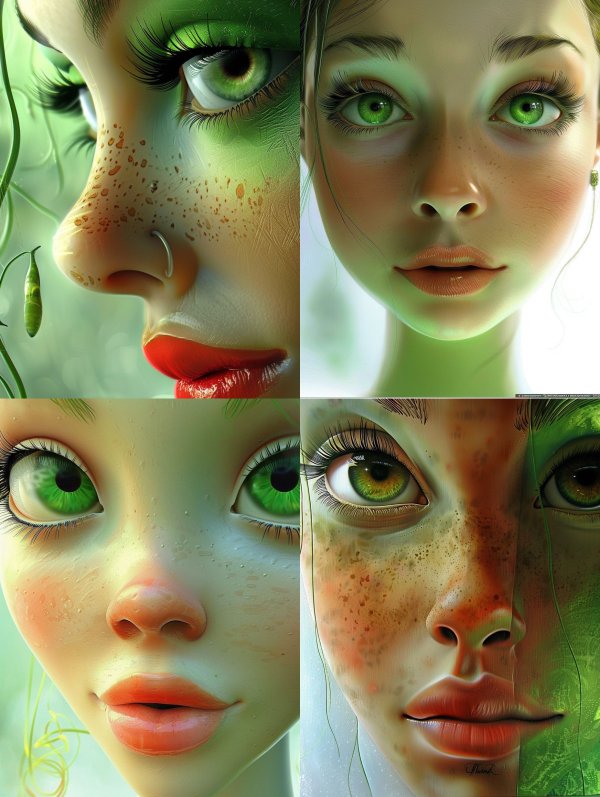 Ethereal Green Gaze Portraits
