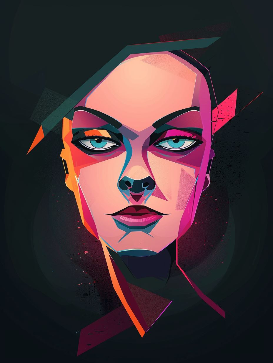Geometric Neon Prism Portrait - Image 3
