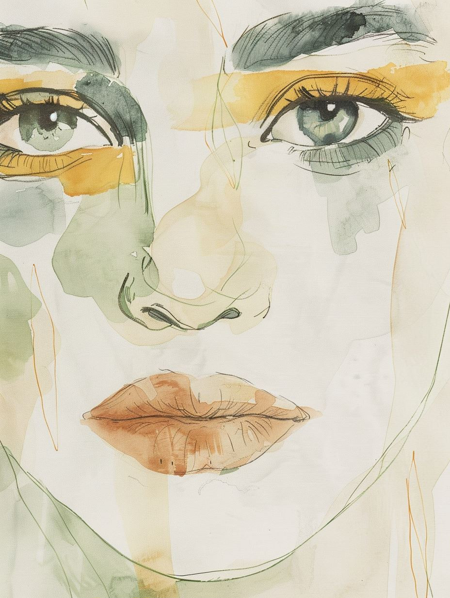 Ethereal Gaze Watercolor Portraits - Image 1