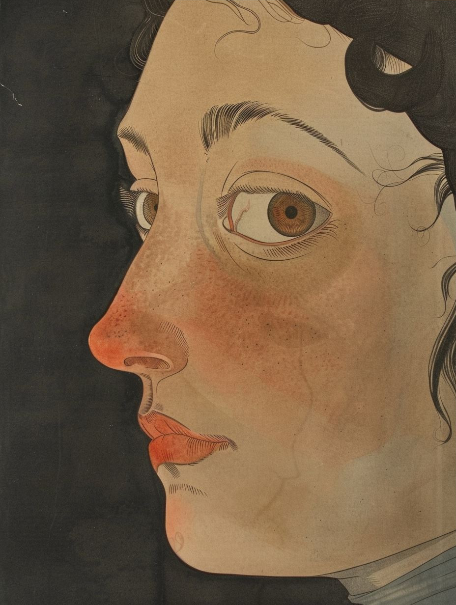 Melancholic Vintage Illustration Portrait - Image 3