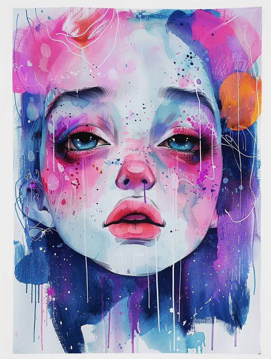 Vibrant Watercolor Portrait Explosion - Image 4