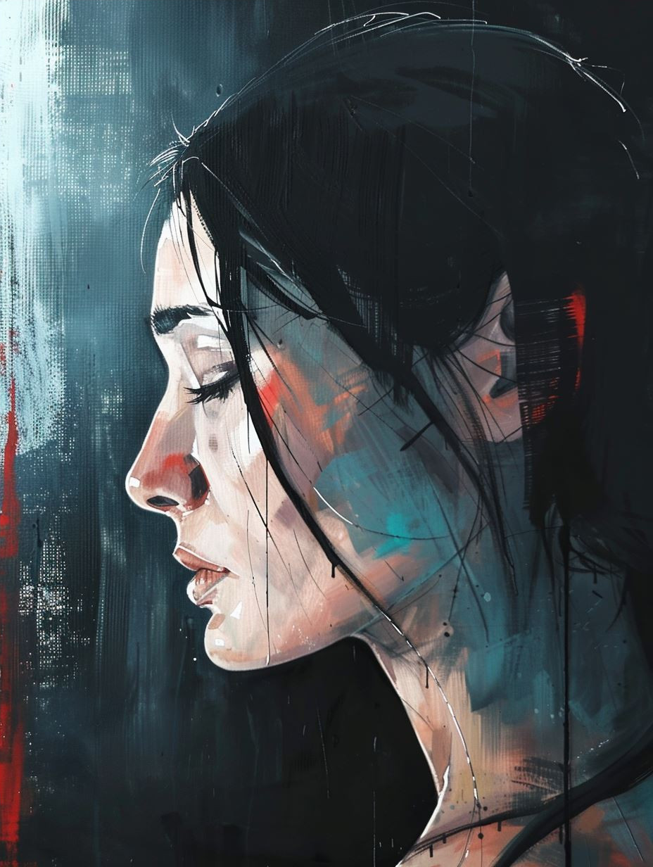 Melancholy Gaze in Digital Shadow - Image 4