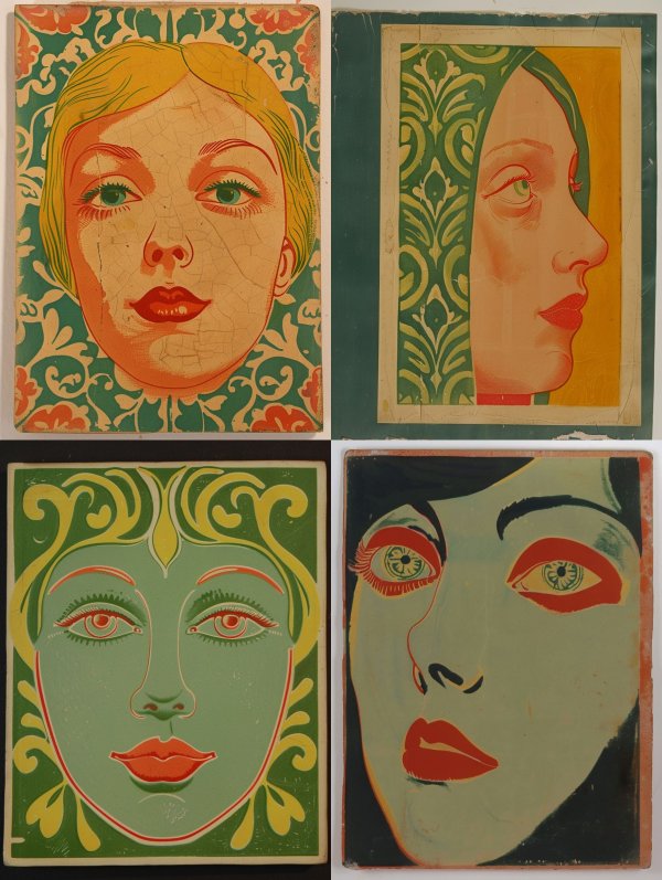 Vintage Art Nouveau Female Portrait Prints