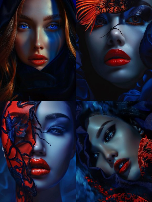 Mystic Crimson and Cobalt Portraits