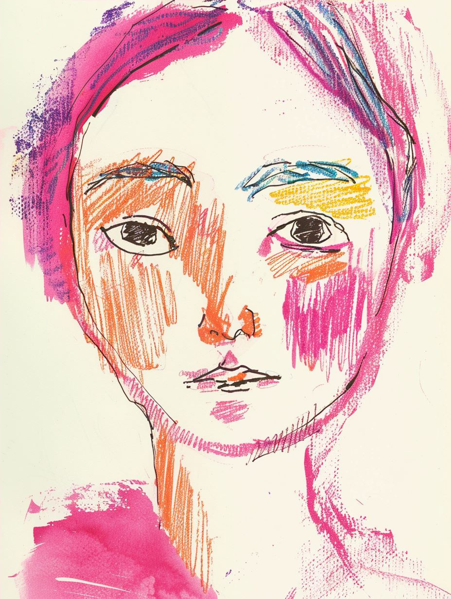 Neon Pastel Mixed Media Portrait - Image 4