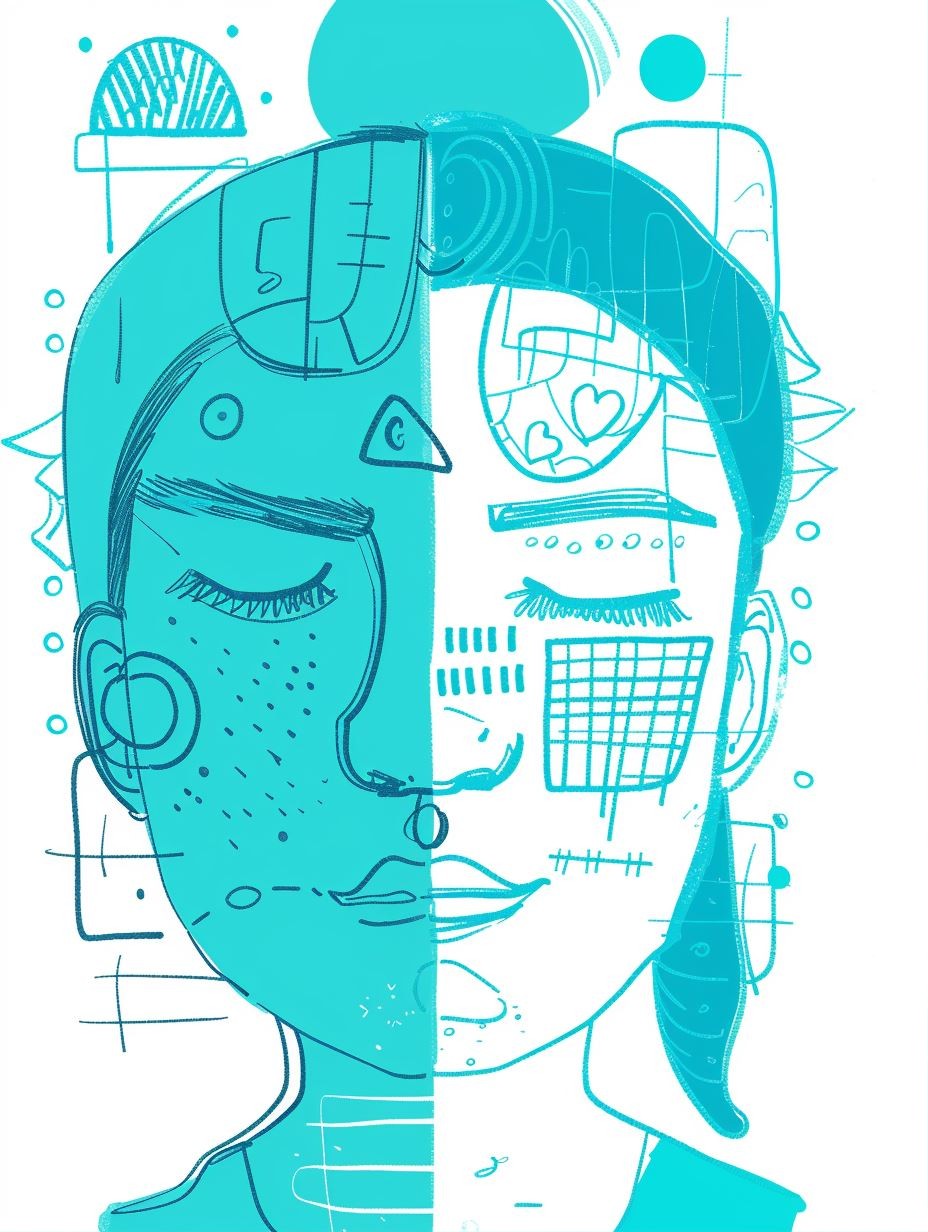 Cyan Surrealist Digital Portrait