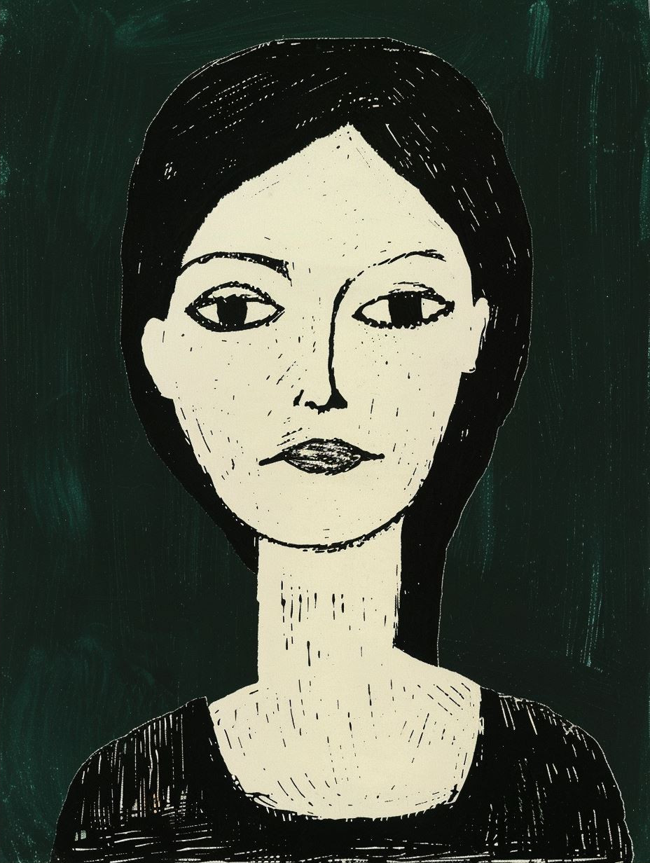 Minimalist Linocut Portrait Study - Image 2