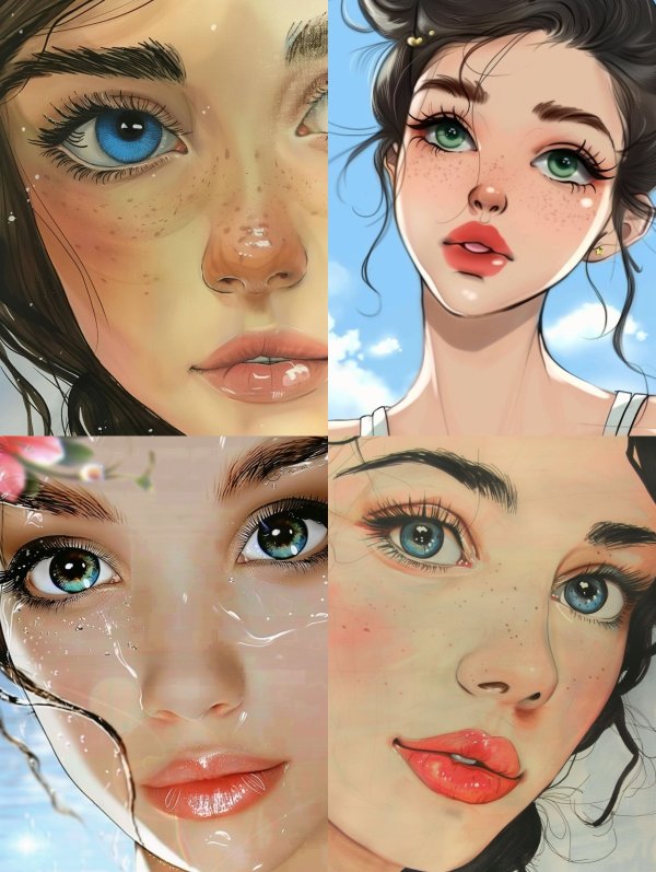 Ethereal Gazes: Digital Portrait Collection