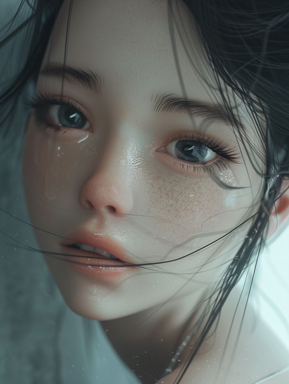 Melancholy Gaze in Rain - Image 2