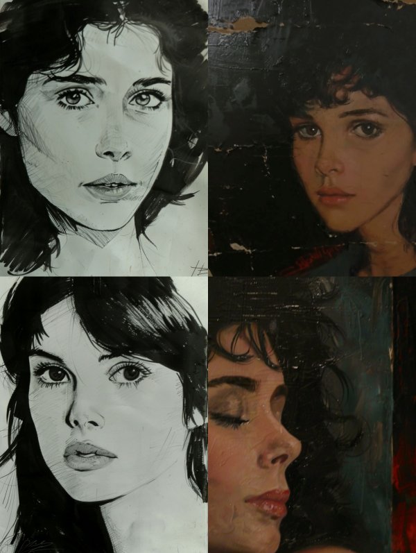 Contrast of Ink and Oil Portraits
