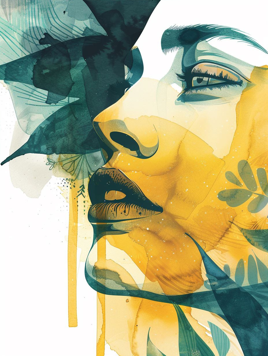 Ethereal Teal and Gold Portrait - Image 4