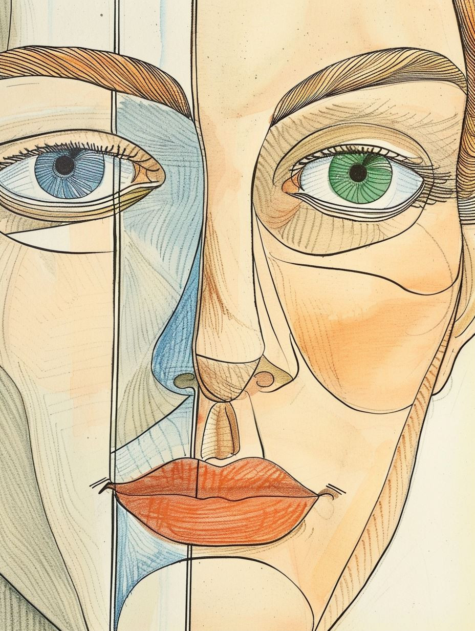 Fragmented Gaze of Dual Colors - Image 1