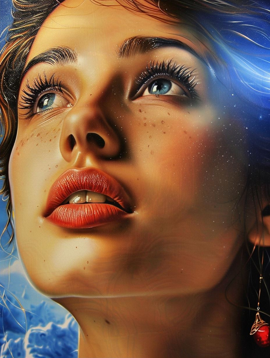 Ethereal Gazes in Blue and Gold - Image 2
