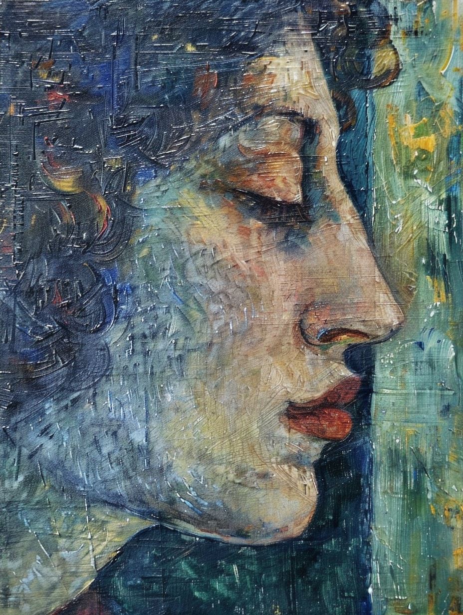 Impressionist Gaze in Cobalt Blue - Image 4