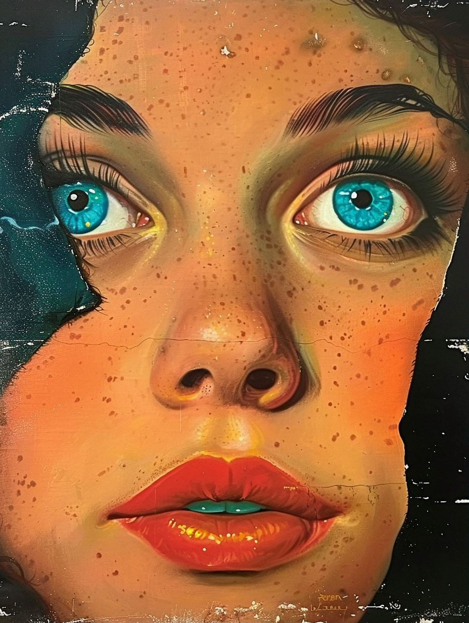 Ethereal Gaze in Vibrant Oil - Image 1