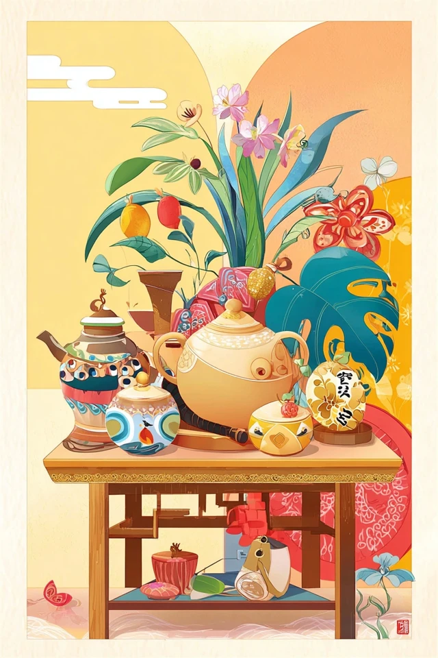 Whimsical Asian-Inspired Art Collection - Image 3