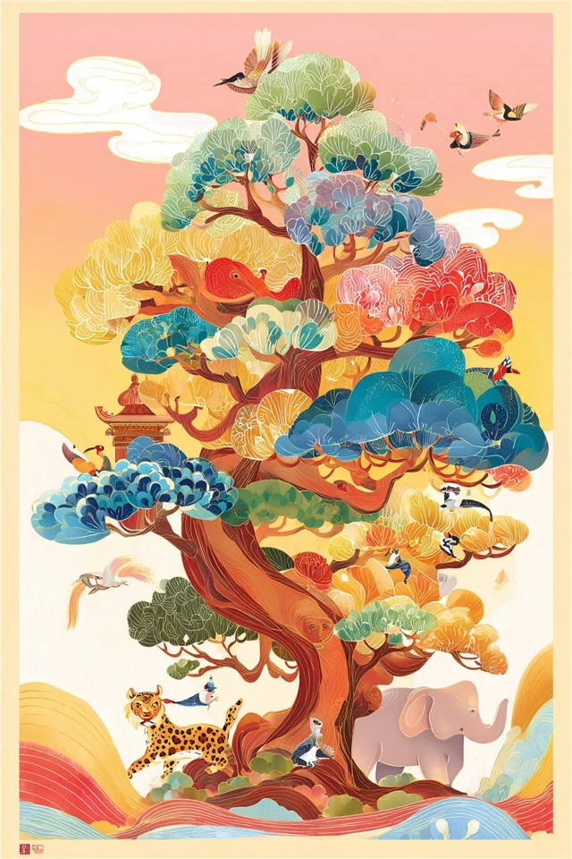Whimsical Asian-Inspired Art Collection - Image 5