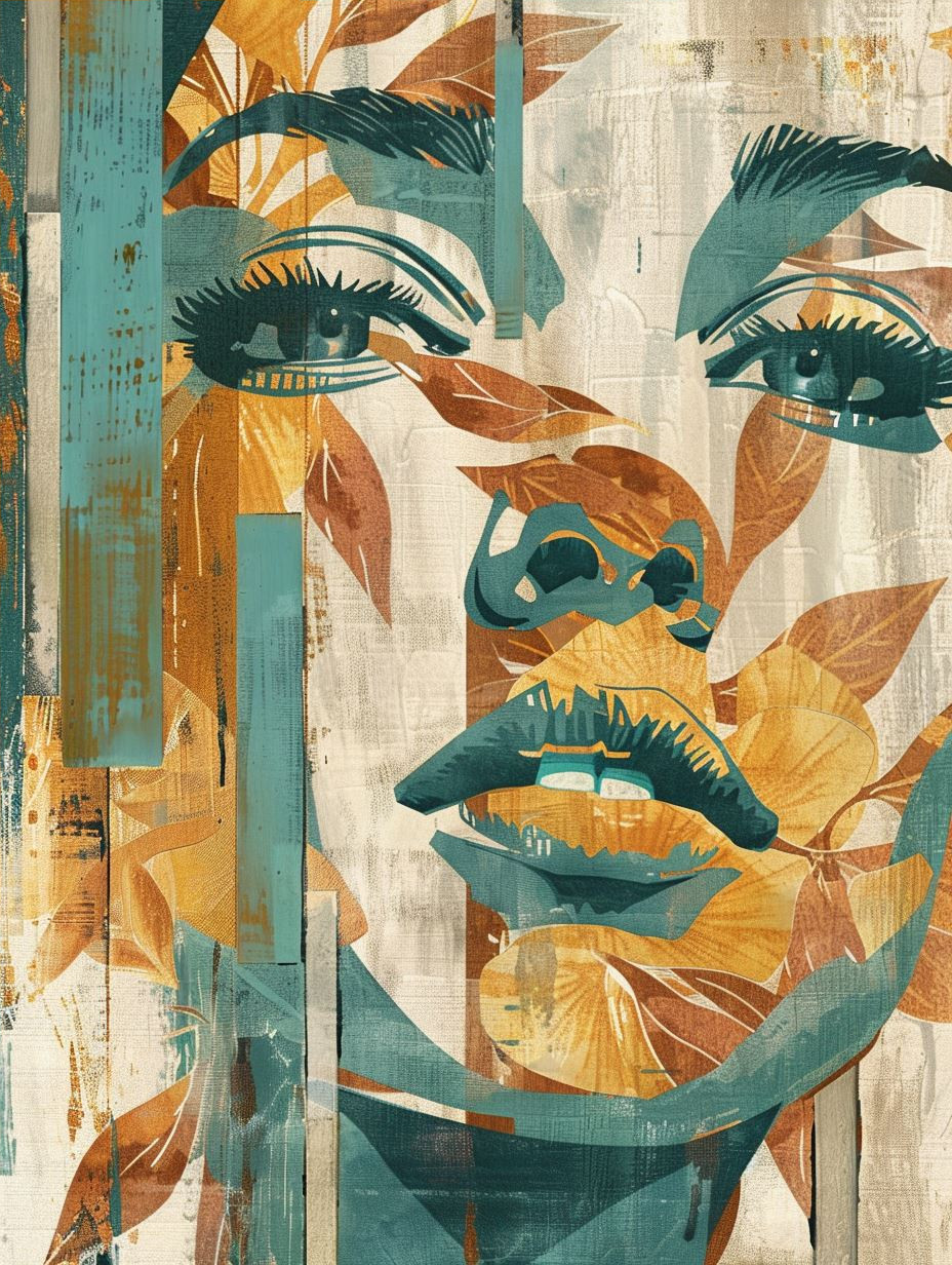 Abstract Teal and Amber Portrait - Image 4