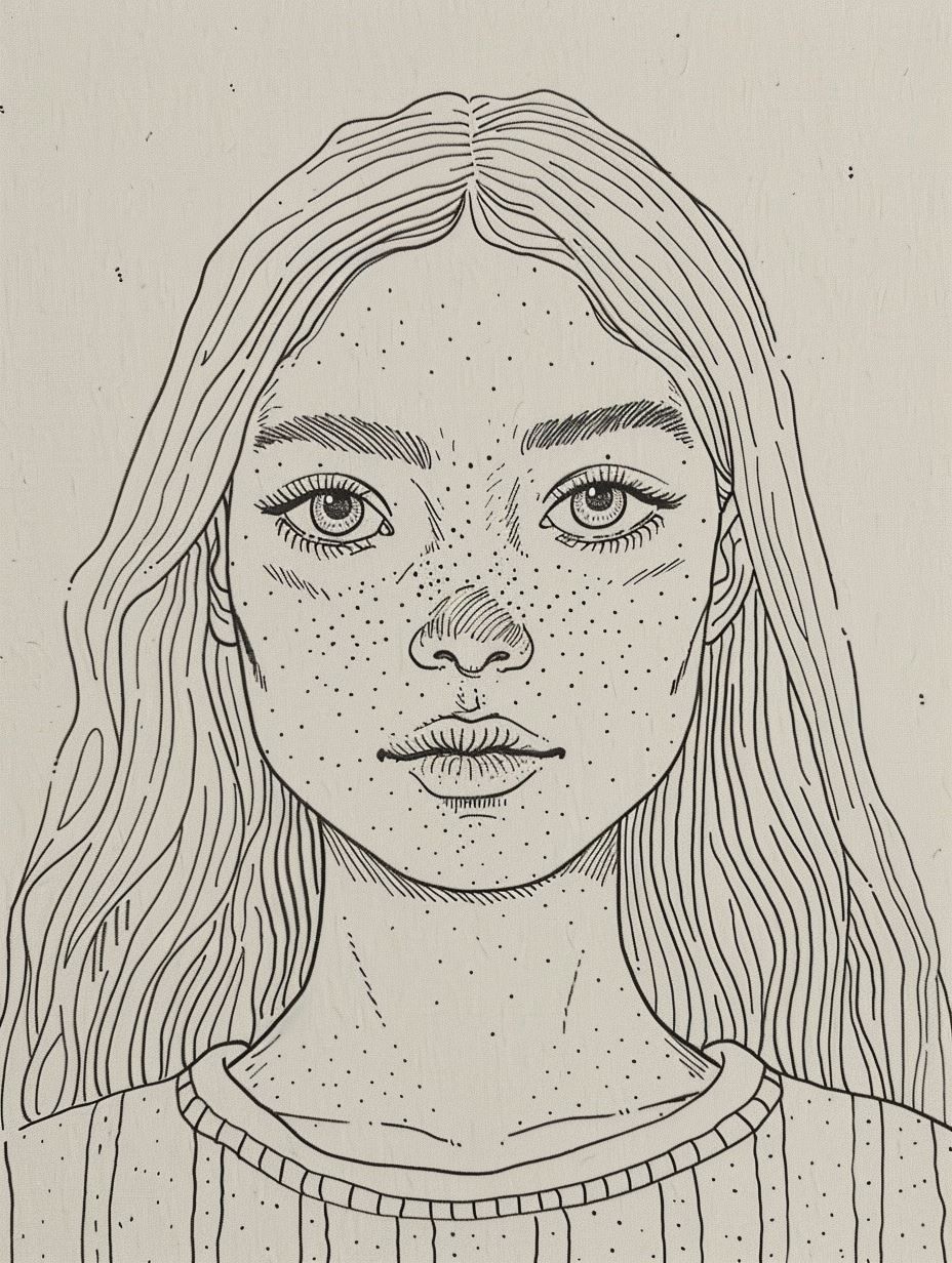 Line Art Portraits of Freckled Faces - Image 2