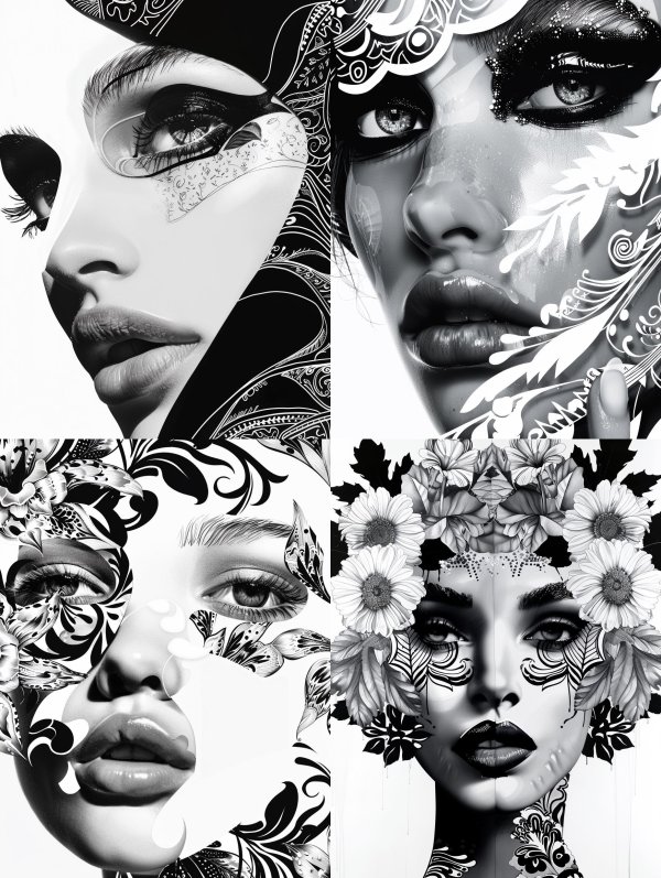 Monochrome Floral Gothic Portraits