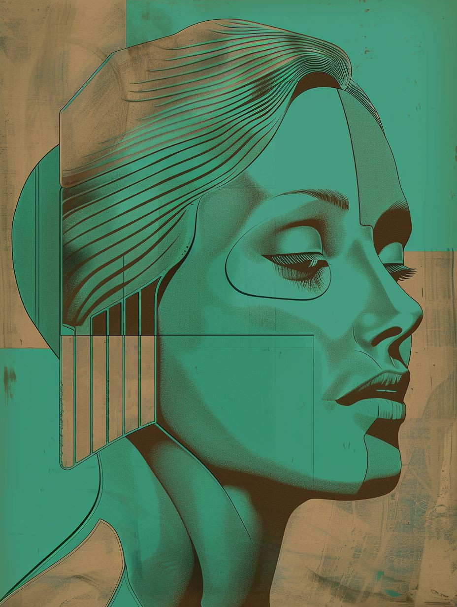 Retro Futurist Teal Portraits - Image 4