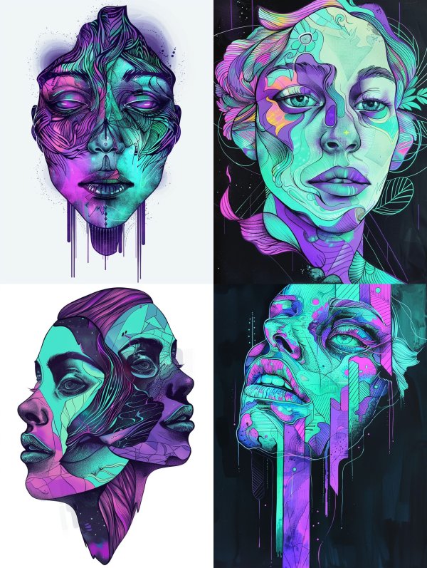 Neon Dreams: Surreal Digital Portraits
