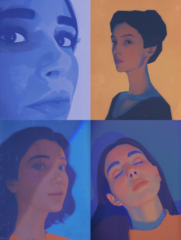 Monochromatic Blue Ethereal Gaze