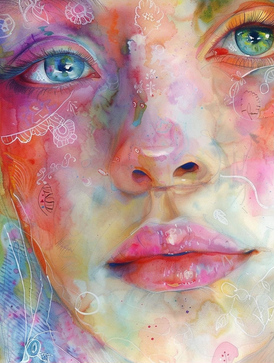 Ethereal Watercolor Dream Portrait - Image 1
