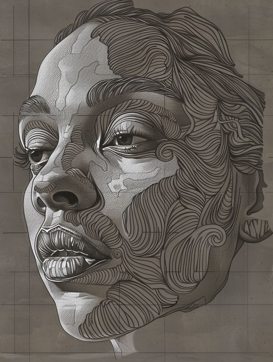 Intricate Lines and Ethereal Faces - Image 2