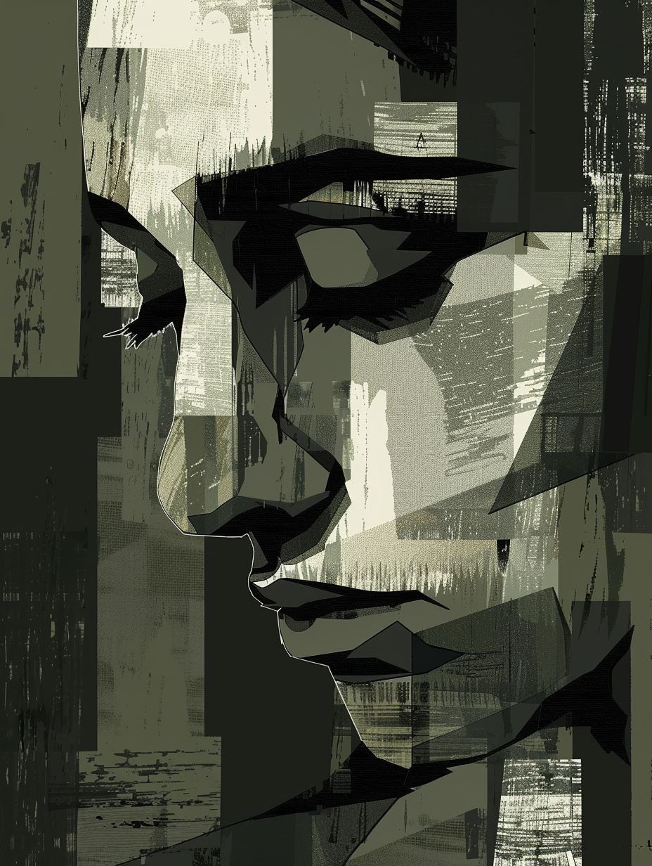 Fragmented Olive Geometric Portrait