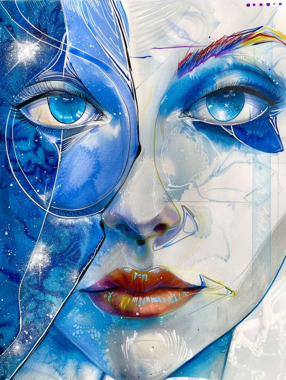 Azure Visions: Surreal Digital Portraits - Image 4