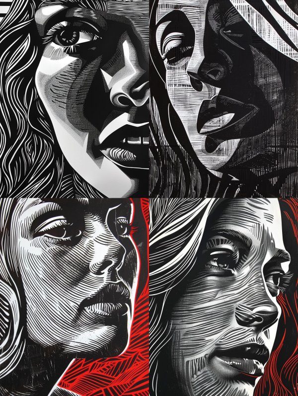 Dramatic Monochrome Linear Portraits