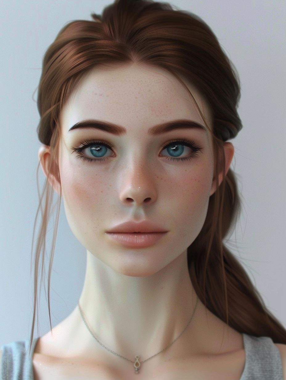 Ethereal Gaze of Auburn Grace - Image 1
