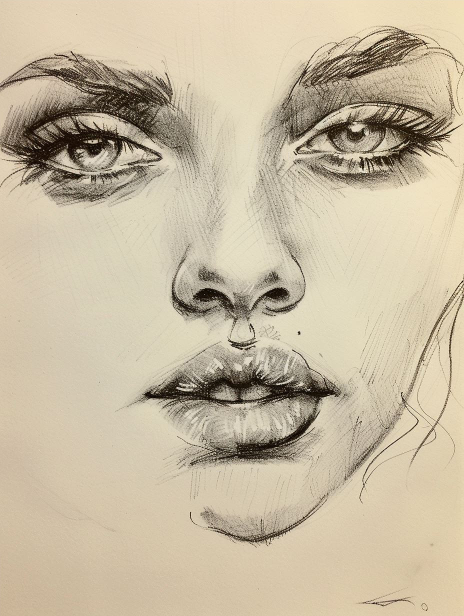 Ethereal Gaze: Pencil Portrait Studies - Image 4