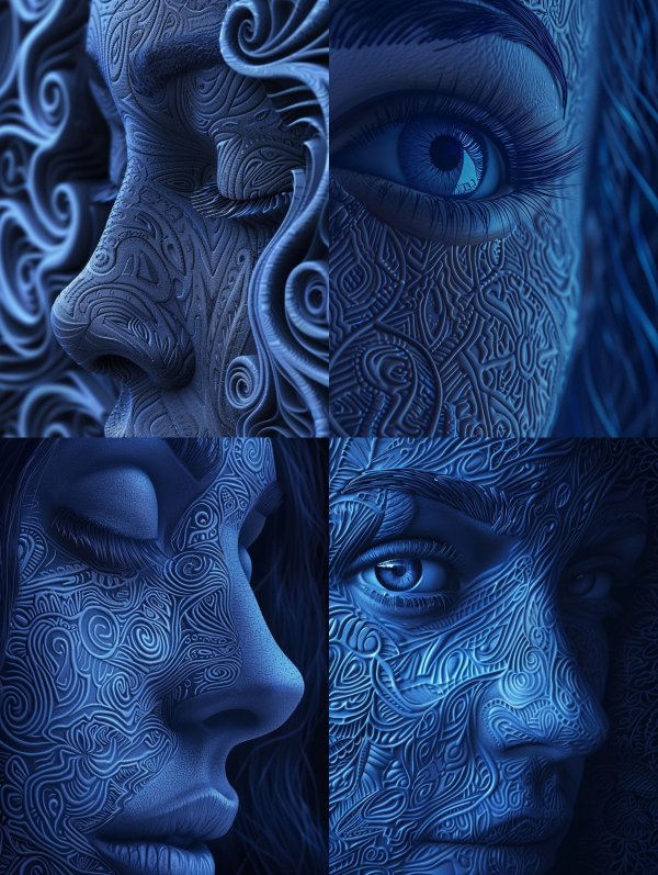 Ethereal Blue Sculpted Portraits