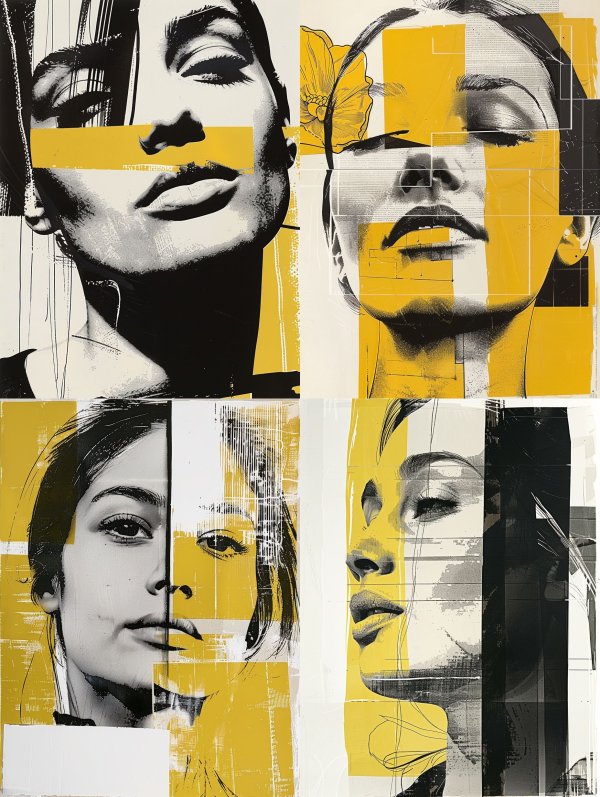 Fragmented Portraits in Yellow