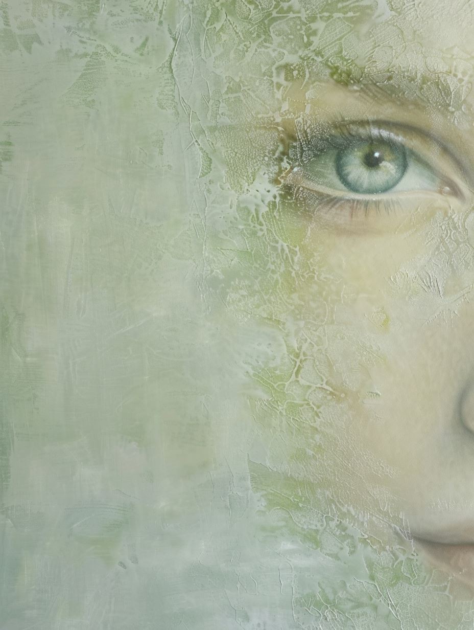 Ethereal Gaze in Textured Mist - Image 3