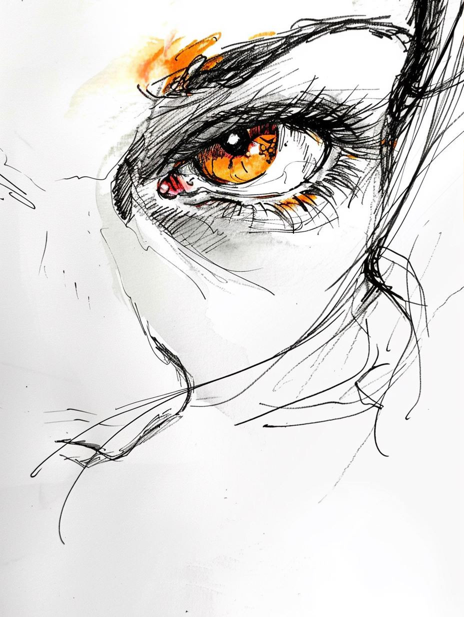 Abstract Ink and Amber Gaze - Image 3