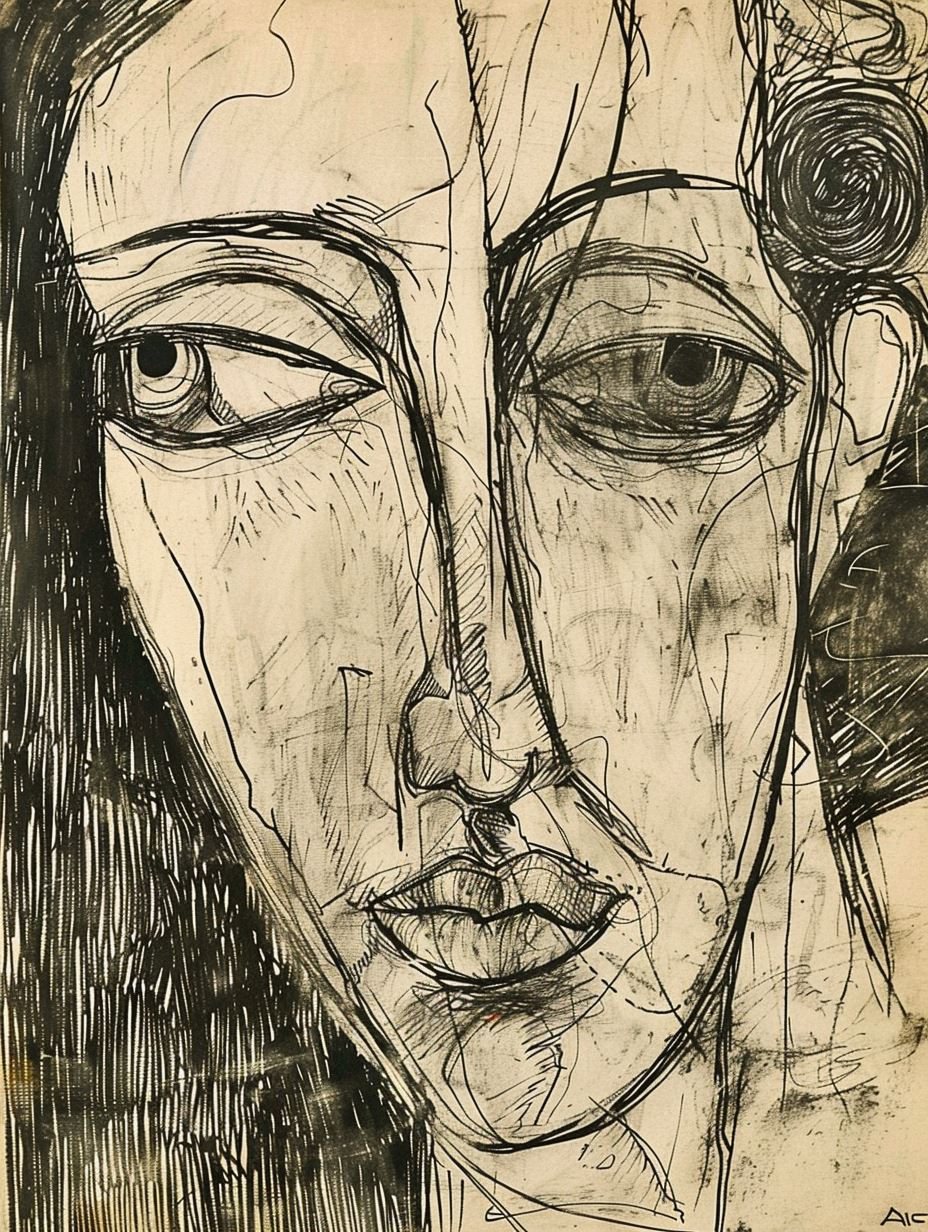 Abstract Ink Portrait Study - Image 4