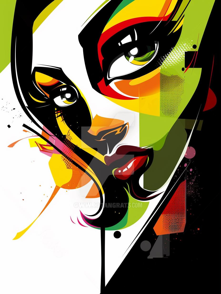 Vibrant Geometric Pop Art Portrait - Image 1