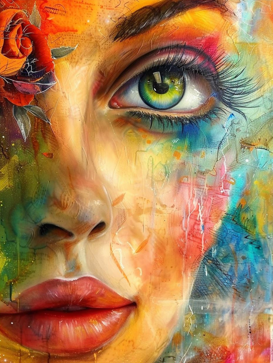 Vibrant Floral Portrait Fusion - Image 4