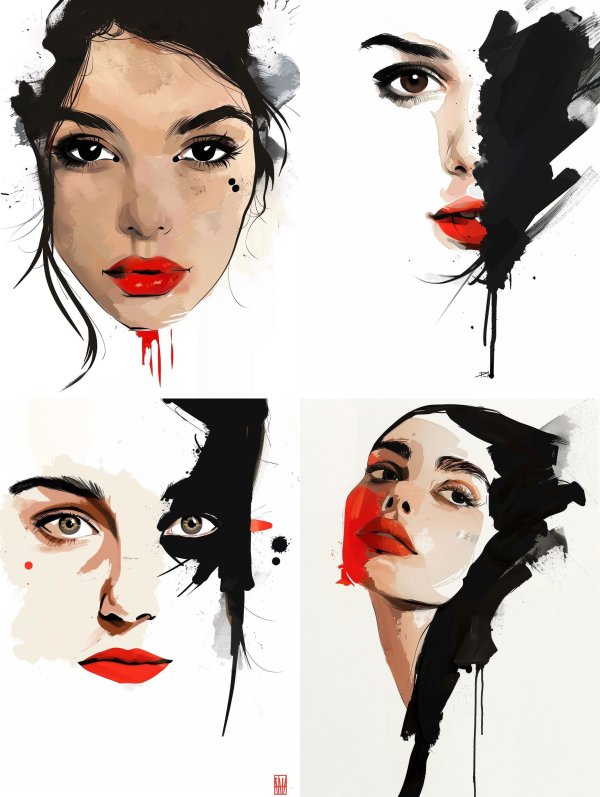 Crimson Drip Digital Portrait