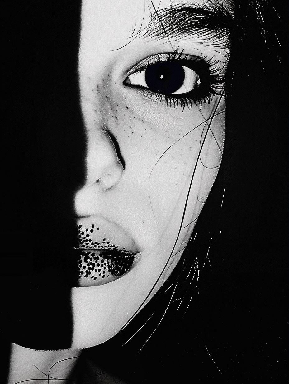 Shadowed Gaze in High Contrast - Image 1