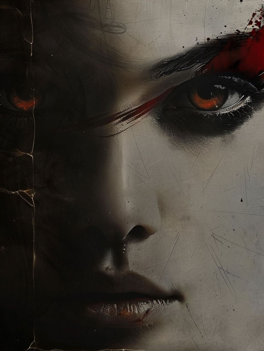 Crimson Shadow Warrior Portrait - Image 4
