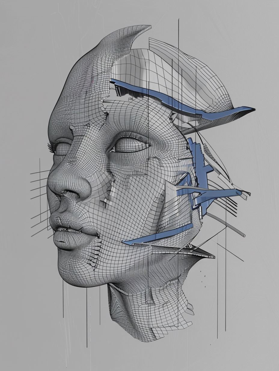 Cybernetic Blueprint Portrait - Image 3