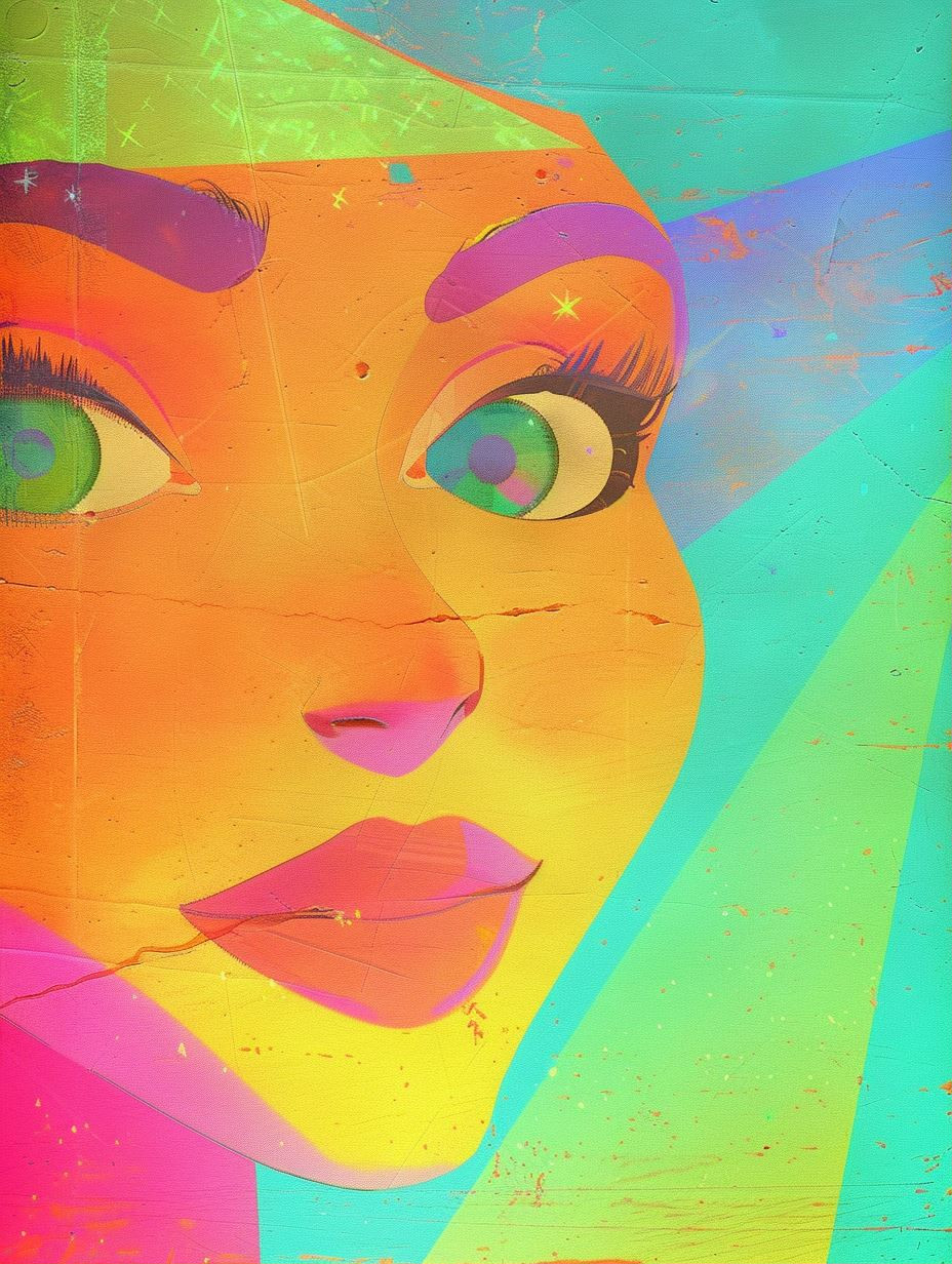 Neon Dreams Digital Portrait Collage - Image 1