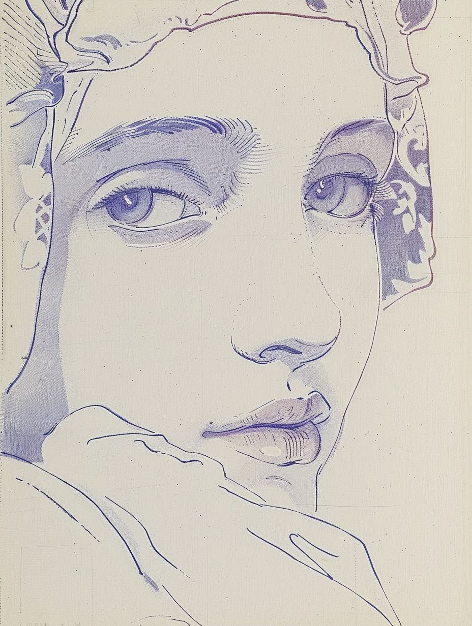 Ethereal Violet Portrait Sketches - Image 1